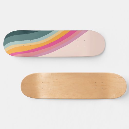 Retro Rainbow Wave #1 #wall #art Skateboard (Horizontal)