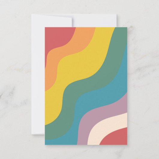 Retro Rainbow Wave LGBTQ Gay Pride Hochzeit Dankeskarte (Rückseite)