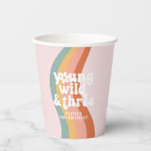 Retro Rainbow Young Wild Three Daisy Pappbecher (Vorderseite)