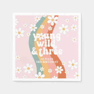 Retro Rainbow Young Wild Three Daisy Serviette