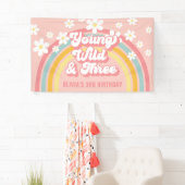 Retro Rainbow Young Wild Three Groovy Banner (Insitu)