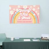 Retro Rainbow Young Wild Three Groovy Banner (Messeveranstaltung)