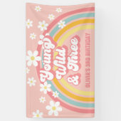 Retro Rainbow Young Wild Three Groovy Banner (Vertikal)