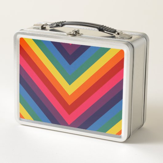 Retro Rainbow Zickzack farbig Metall Brotdose (Vorderseite)