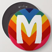 Retro Rainbow Zickzack Monogramm Button (Vorne & Hinten)
