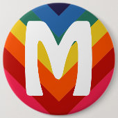 Retro Rainbow Zickzack Monogramm Button (Vorderseite)