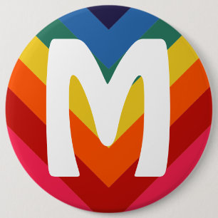Retro Rainbow Zickzack Monogramm Button