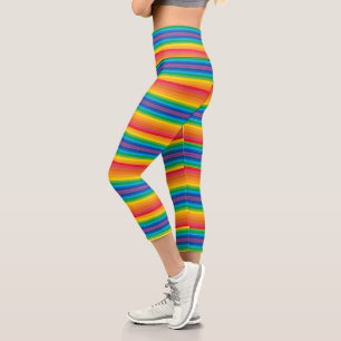 Retro Rainbows Hochwaisted Capri Leggings