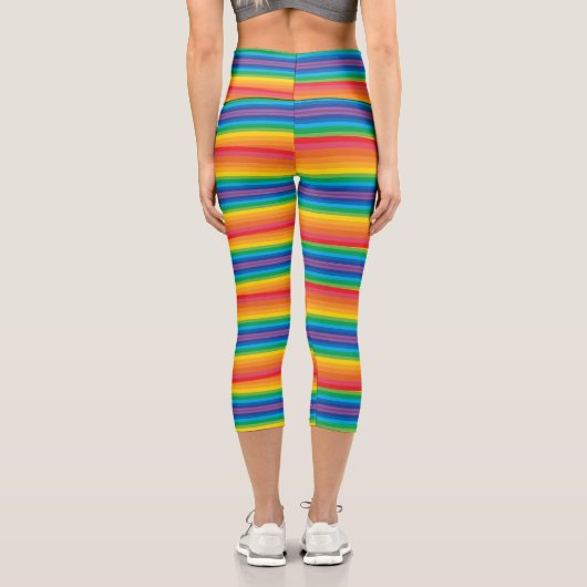 Retro Rainbows Hochwaisted Capri Leggings (Rückseite)