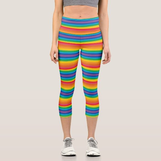 Retro Rainbows Hochwaisted Capri Leggings (Vorderseite)