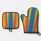 Retro Rainbows Ofenhandschuh & Topflappen-Set (Vorderseite)