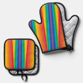 Retro Rainbows Ofenhandschuh & Topflappen-Set (Vorderseite/Rückseite)
