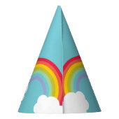 Retro Rainbows Wolken und Gold Unicorn Partyhütchen (Rückseite)