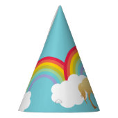 Retro Rainbows Wolken und Gold Unicorn Partyhütchen (Links)