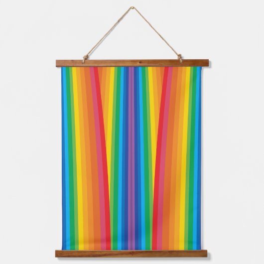 Retro Rainbows Wood Topped Tapestry Wandteppich Mit Holzrahmen (Vorderseite)