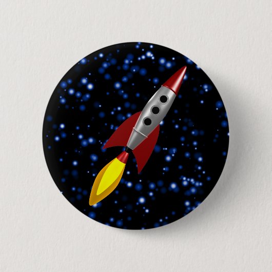 Retro-Rakete 3d Button (Vorderseite)