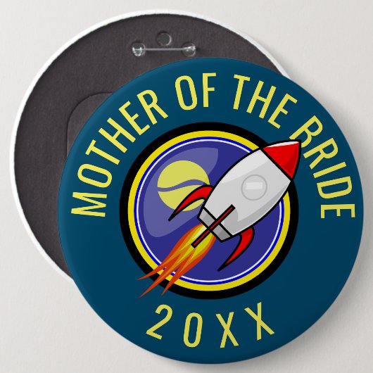 Retro-Rakete Anpassbarer längerer Text Button (Vorne & Hinten)