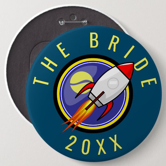 Retro-Rakete - Anpassbarer Text Button (Vorne & Hinten)