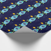 Retro-Rakete Geschenkpapier (Ecke)