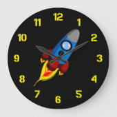 Retro-Rakete Große Wanduhr (Vorderseite)