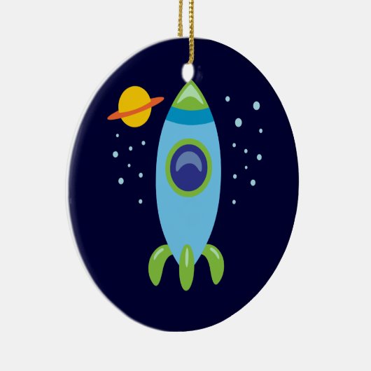 Retro-Rakete Keramikornament (Rechts)