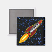 Retro-Rakete Magnet (Vorderseite/Rückseite)