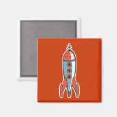 retro Rakete Magnet (Vorderseite/Rückseite)