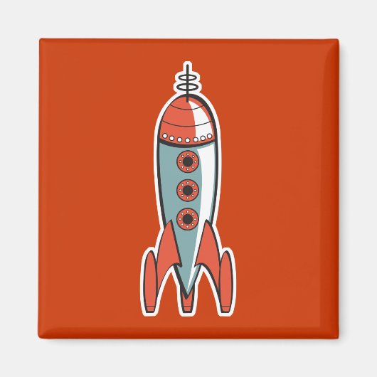 retro Rakete Magnet (Vorne)