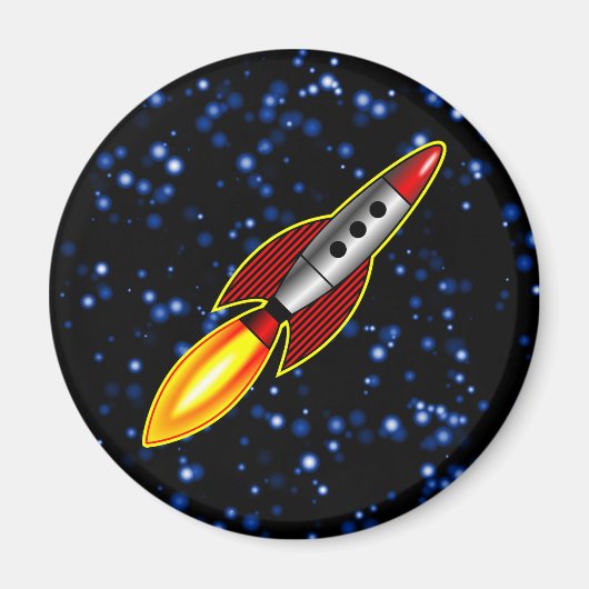 Retro-Rakete - Maßgeschneiderte Magnet (Vorne)