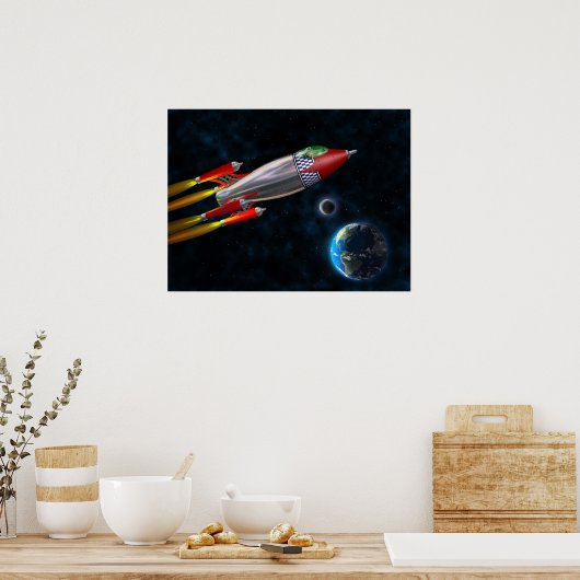 Retro-Rakete Poster (Küche)
