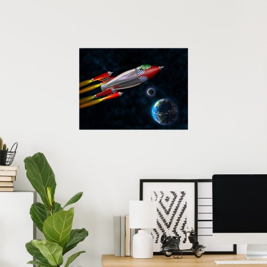 Retro-Rakete Poster (Heimbüro)