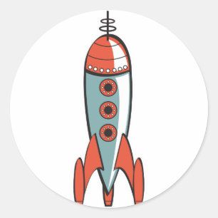retro Rakete Runder Aufkleber