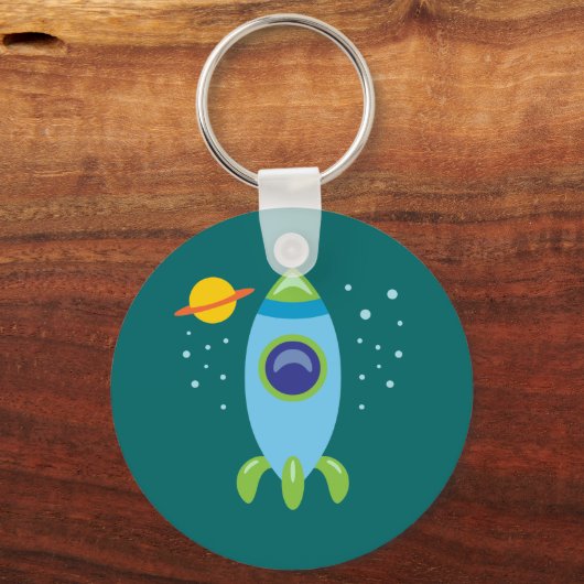 Retro-Rakete Schlüsselanhänger (Vorderseite)