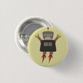 Retro-Raketen-Cartoon-Roboter-Flair Button (Vorne & Hinten)