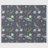 Retro-Raketen Geschenkpapier (Flach)