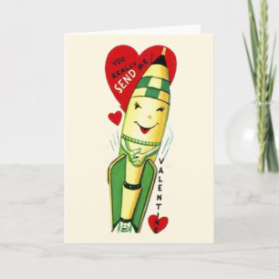 Retro-Raketen-Schiffs-Valentinstagskarte Feiertagskarte