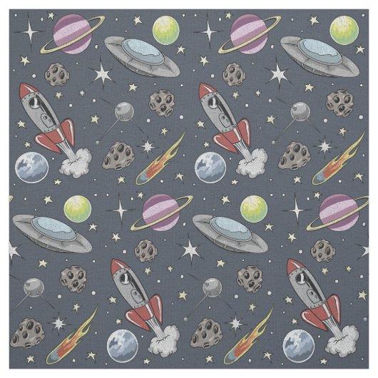 Retro-Raketen Stoff (Muster)