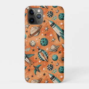 Retro-Raketen-Weltraummuster Terrakotta Türkis Case-Mate iPhone Hülle