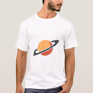 Retro-Raketenraumschiff umkreist dunklen Planeten T-Shirt