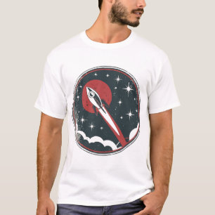 Retro-Raketenraumschiff Weltraumreise Vintage-Weiß T-Shirt