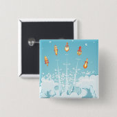 Retro-Raketenschiff - Futuristische Weltraumkunst Button (Vorne & Hinten)