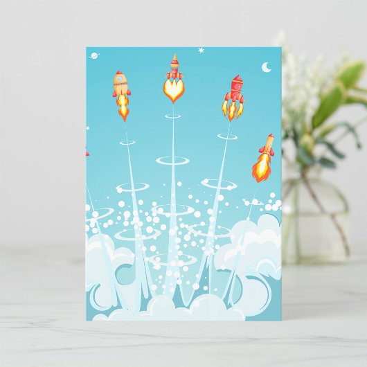 Retro-Raketenschiff - Futuristische Weltraumkunst Einladung