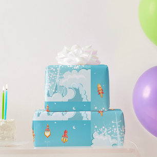 Retro-Raketenschiff - Futuristische Weltraumkunst Geschenkpapier