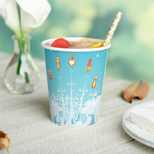 Retro-Raketenschiff - Futuristische Weltraumkunst Pappbecher