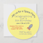 Retro-Raketenschiff in Space-Party Einladung (Rückseite)