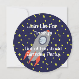 Retro-Raketenschiff in Space-Party Einladung