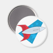 Retro-Raketenschiff Magnet (Vorderseite/Rückseite)