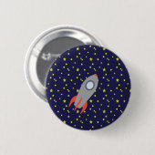 Retro-Raketenschiff mit Hintergrundbild des Sternm Button (Vorne & Hinten)