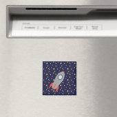 Retro-Raketenschiff mit Hintergrundbild des Sternm Magnet (In Situ (Geschirrspüler))