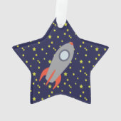 Retro-Raketenschiff mit Hintergrundbild des Sternm Ornament (Rückseite)